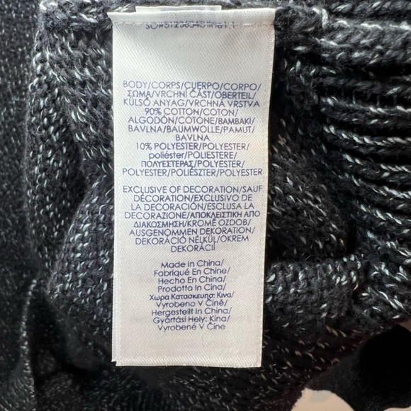 Chaps Fair Isle Henley Sweater Marled Gray  Pullover 1/4 Button Mock Neck  Large - Picture 13 of 13